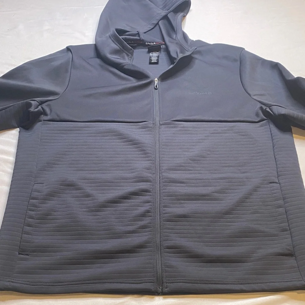 Spyder Active Charcoal Gray‎ Performance Full Zip Hooded Jacket-NWOT